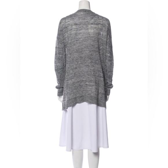 Vince Linen V-Neck Sweater Gray Heather Long Line Tunic Size XS - Picture 3 of 8